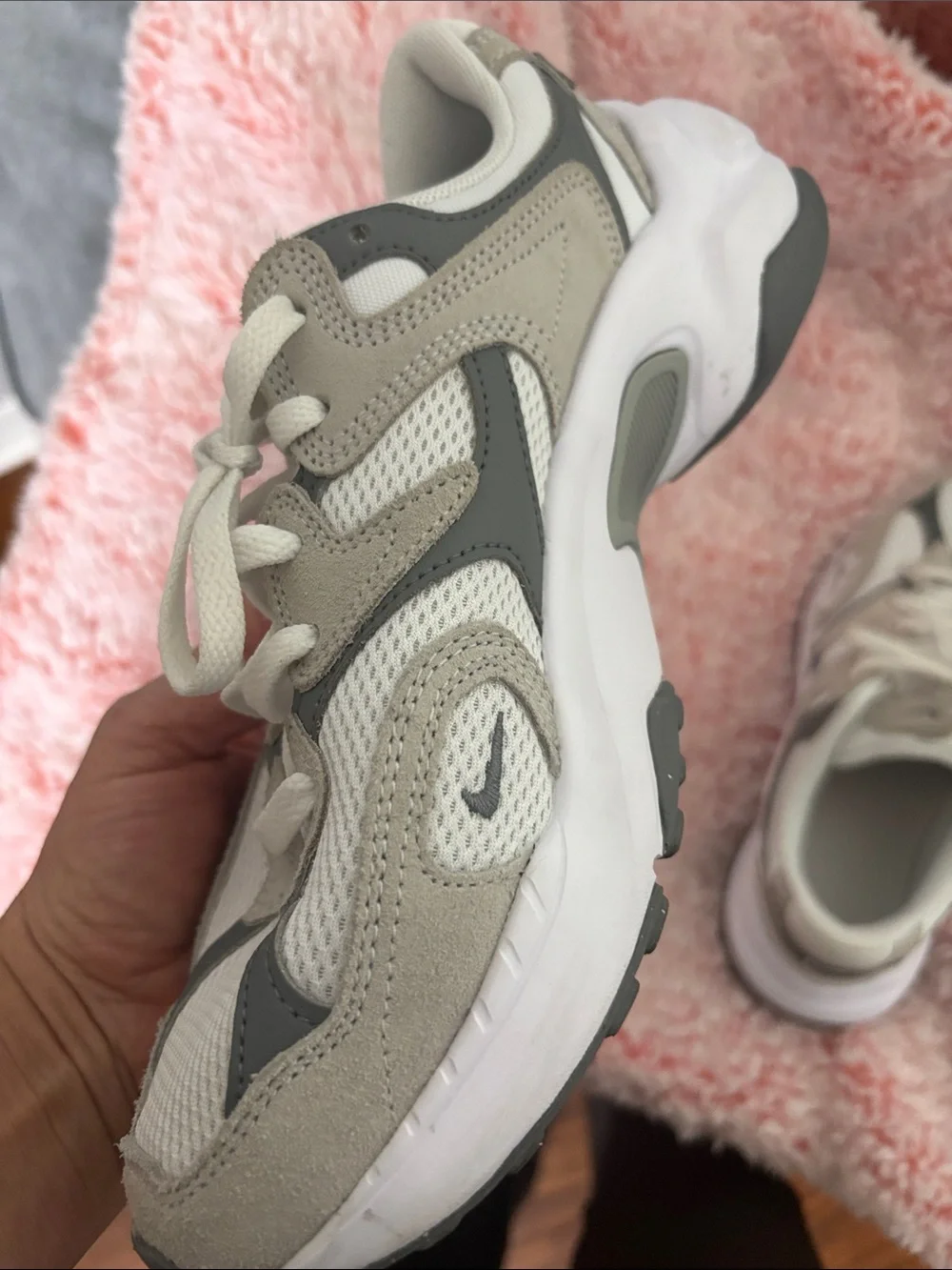 Nike Women’s White and Gray Mesh Sneakers
